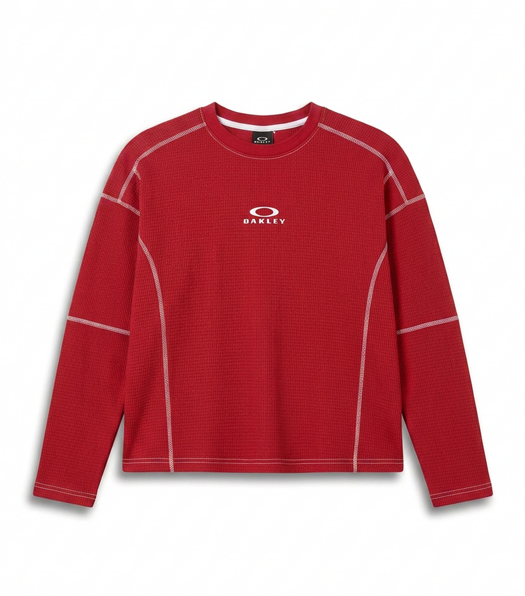 Oakley  Waffle-Knit LS Tee in Red
